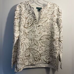 LRL long sleeve linen pullover blouse PM